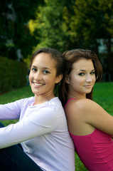 Fototapeta premium Teenager friends smiling back to back