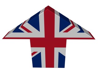 British flag up arrow on white illustration