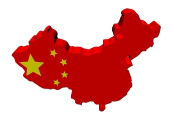 China map flag 3d render on white illustration