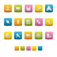 Matte Square Icons - Computer Equipment Colors