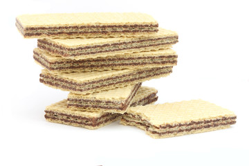 Filled wafers with chocolate