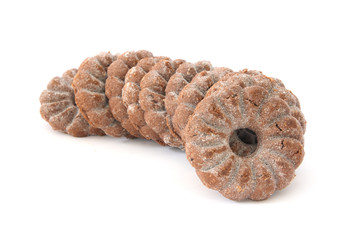 Row of shortbread cocoa biscuits