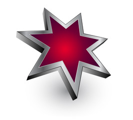 Logo red metallic star - vector