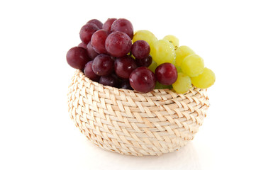 Fresh red and white grapes