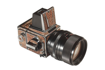 Medium format photo camera isolated on white.