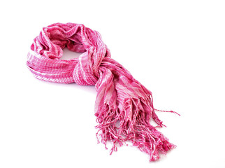 Pink scarf on white background