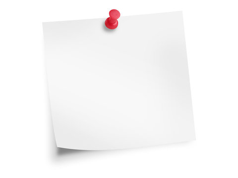 white sticky note with red pin