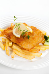 Fried fish fillet with vegetables