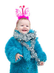 Image  cute baby with  holiday decoration