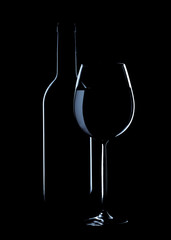 Wine glass and bottle silhoutte