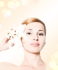 Fototapeta premium beautiful spa woman with lilly