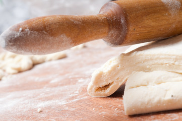 dough on a wooden board
