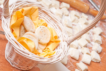 dough on a wooden board
