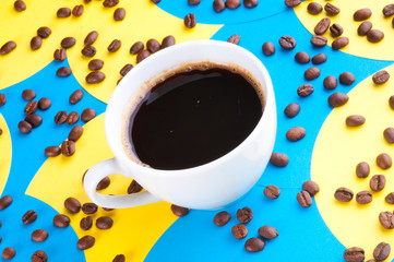 Coffee with on a gold background