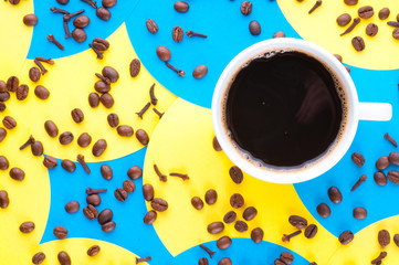 Coffee with on a gold background