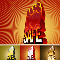 Abstract symbol in the form of arms and the safe word