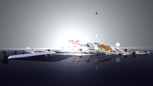 Casino text with chips, dices and cards , Alpha Channel