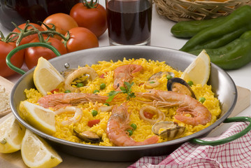 Spanish Cuisine. Paella. Spanish rice.