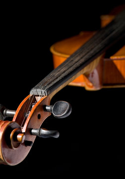 Violin on black background