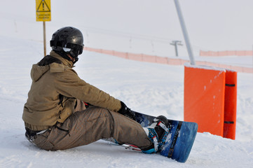 pause eines snowboarders