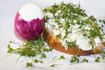 Cress Baguette with Curd Cheese and Egg