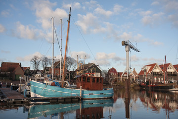 Fishing cutter near the shipyard in the harbor of Urk, the Nethe