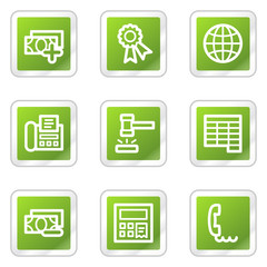 Finance web icons set 2, green square sticker series