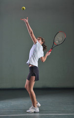 Fototapeta na wymiar one young woman play tennis