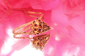 Intricate gold necklace