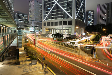 cars motion blurred in Hong Kong