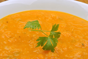 organic and healthy butternut squash creme soup