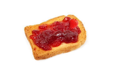 biscotte tartinée à la confiture de fraise