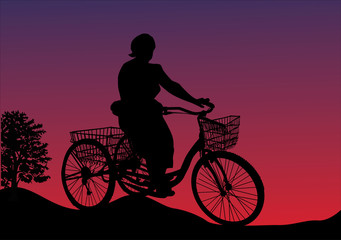 illustration with woman on bicycle