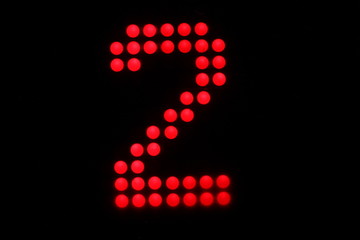 led number  2 with black background