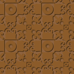 Seamless brown ornament vector pattern