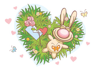 fun rabbit on Valentine's Day