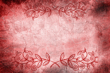 wall with cracks and floral design