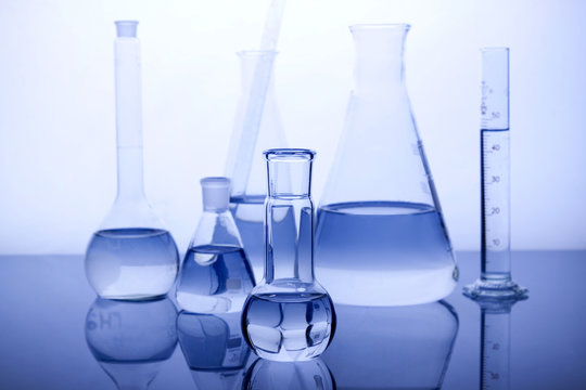 Blue Labolatory glassware