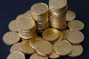 Stapelweise Goldmünzen