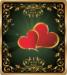 Vintage floral royal background with hearts