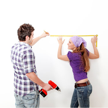 home improvements, couple with drill