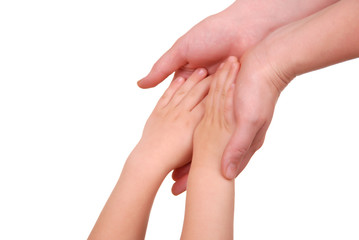 Mommy and her child hand