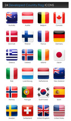 24 Developed Countries Flag - Square Icons