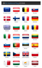 28 EU Countries National Flag - Rectangle Icons - obrazy, fototapety, plakaty