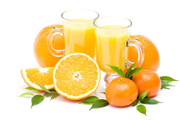 orange juice and some fresh fruits