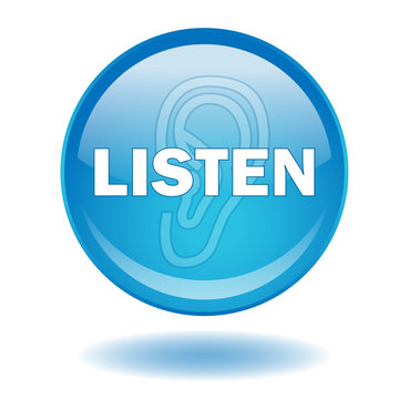 "LISTEN" web button (vector ear symbol media sound music)