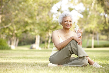 Senior Woman Relaxing After Exercise