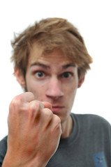 Man threatening with clenched fist