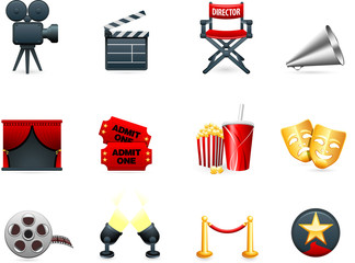 Film and movies industry icon collection