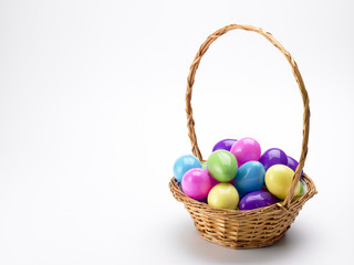 Basket Of Colorful Easter Eggs
